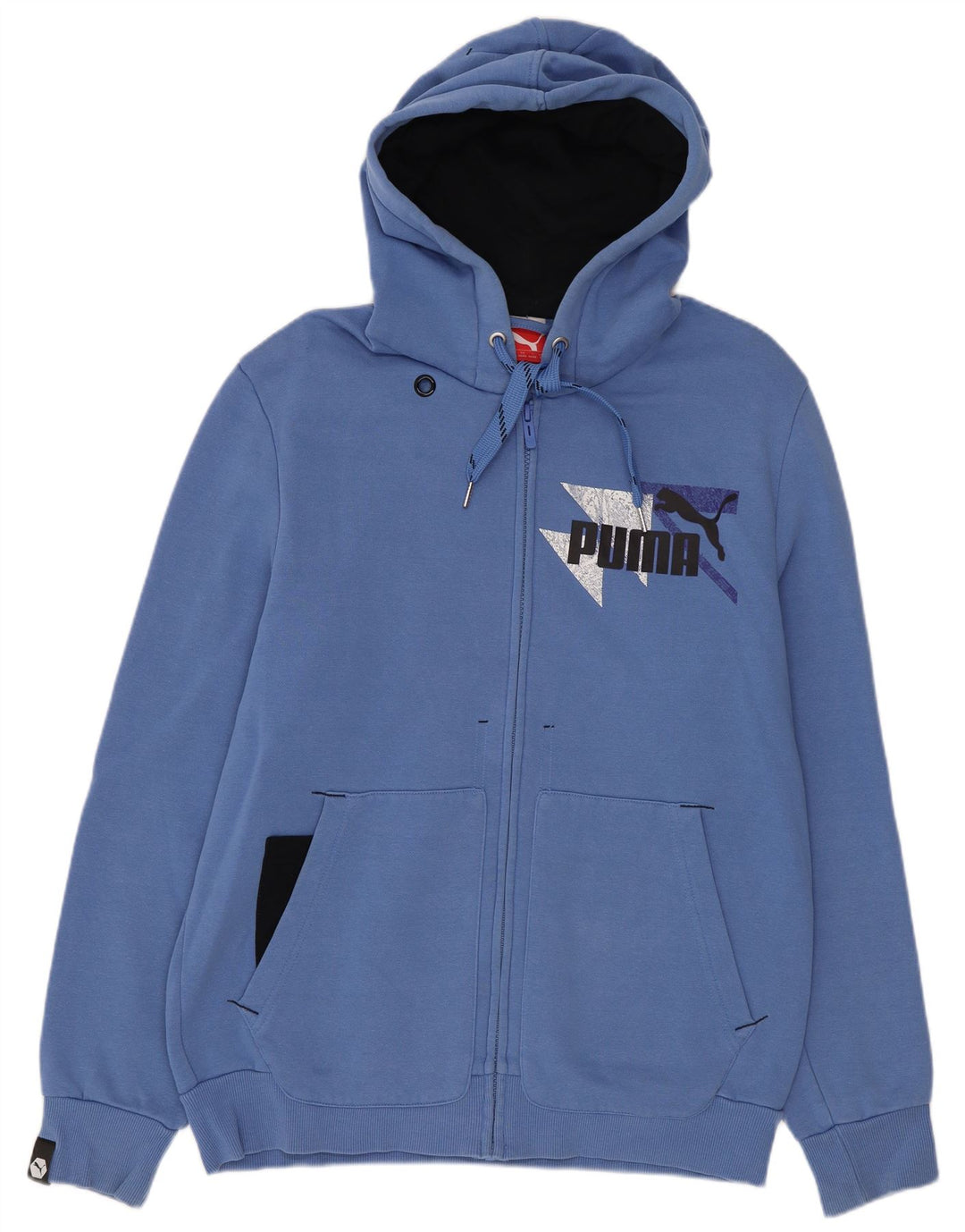 Suéter masculino Puma Graphic Zip com capuz pequeno azul