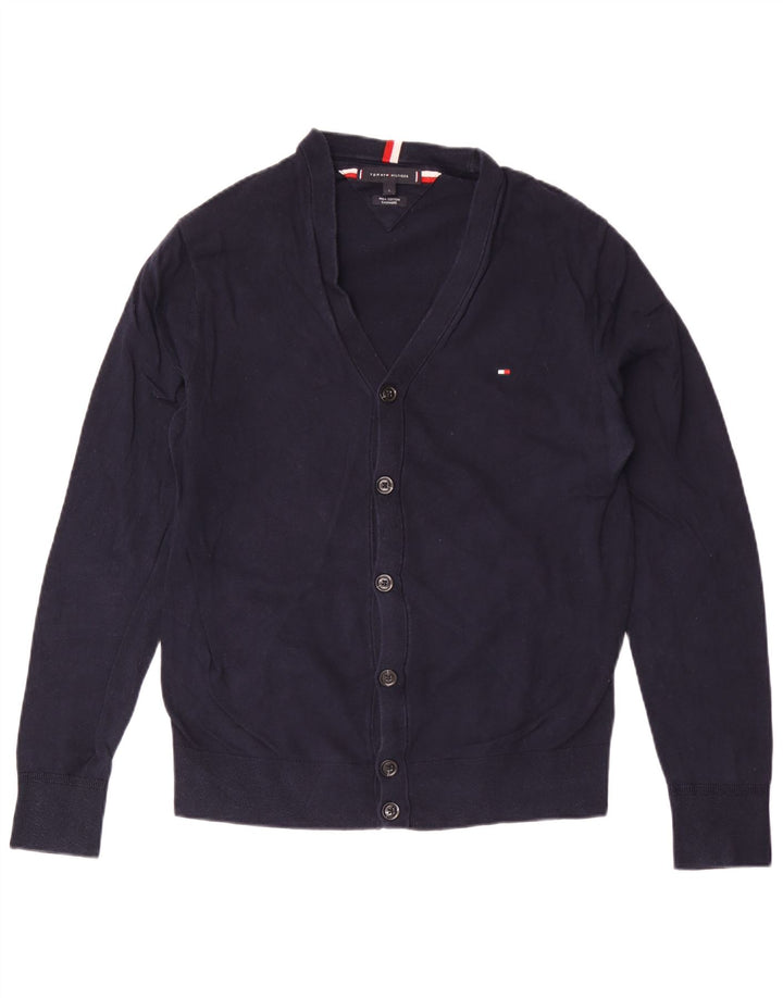 Suéter cardigã masculino Tommy Hilfiger grande algodão azul marinho