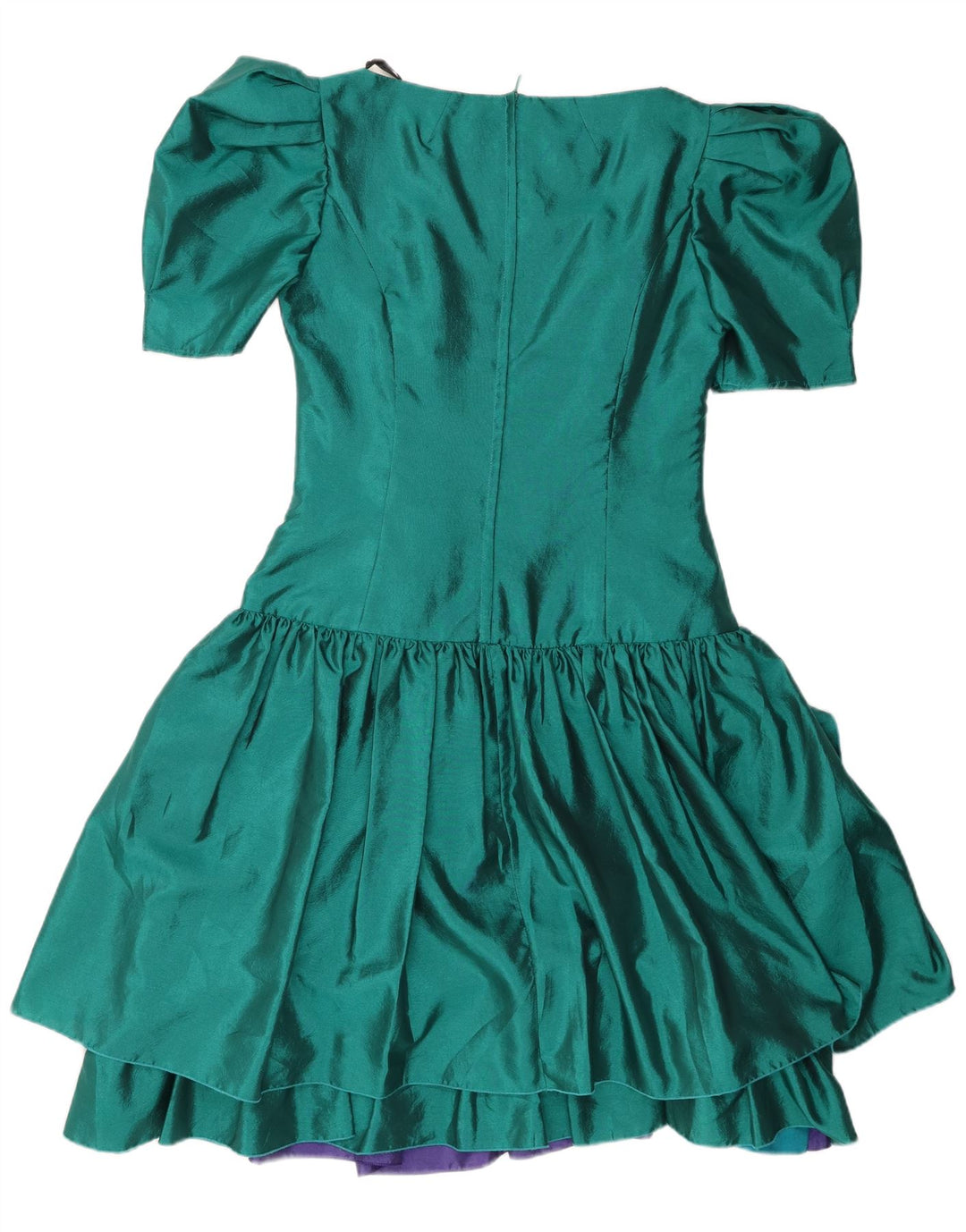 Vestido assimétrico feminino John & Pill Reino Unido 12 bloco colorido verde médio