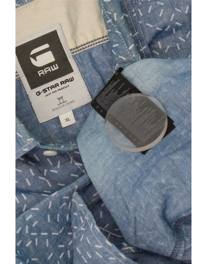 Camisa masculina G-Star XL linho manchado azul