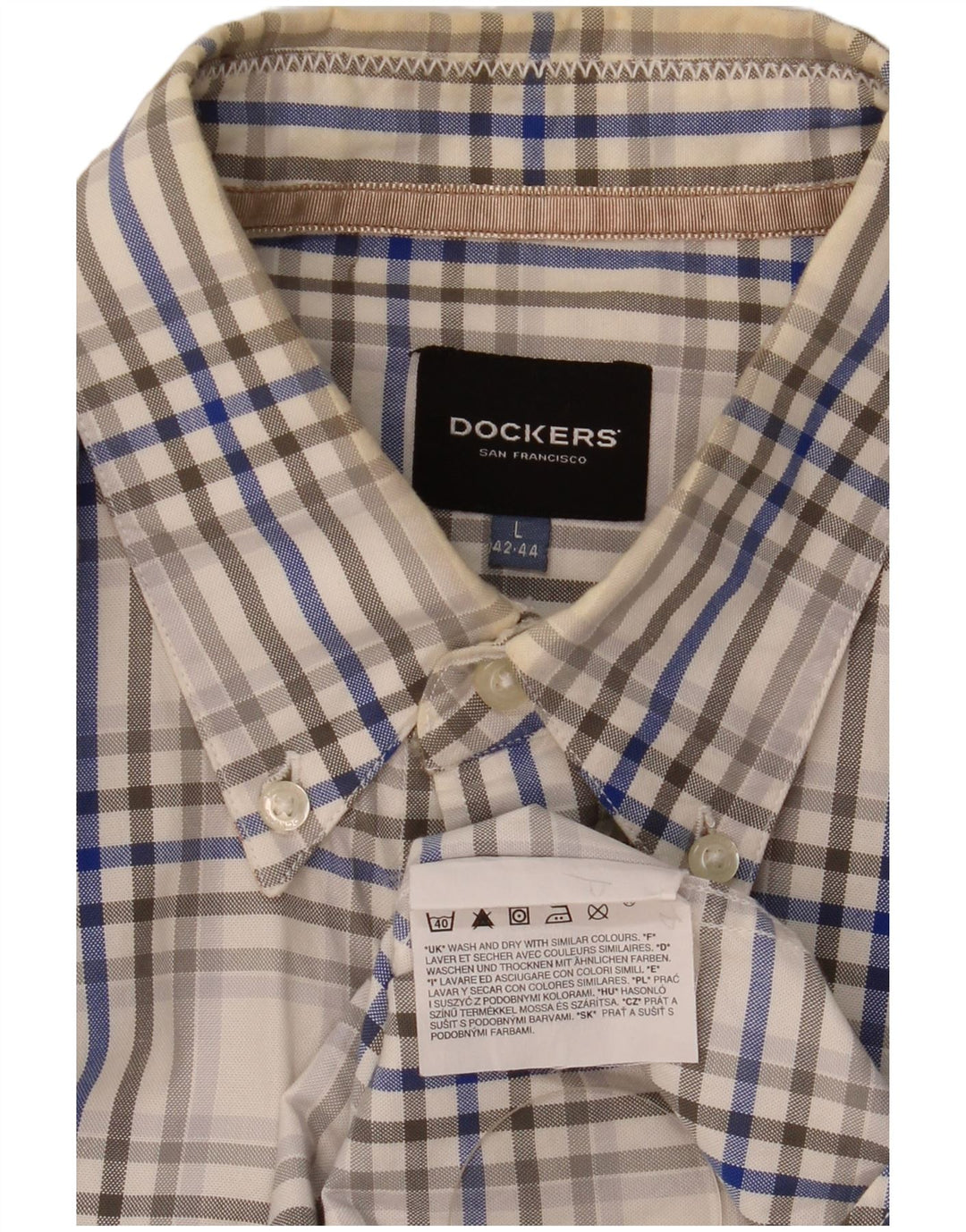 Camisa masculina Dockers tamanho 42/44 grande algodão xadrez multicolorido