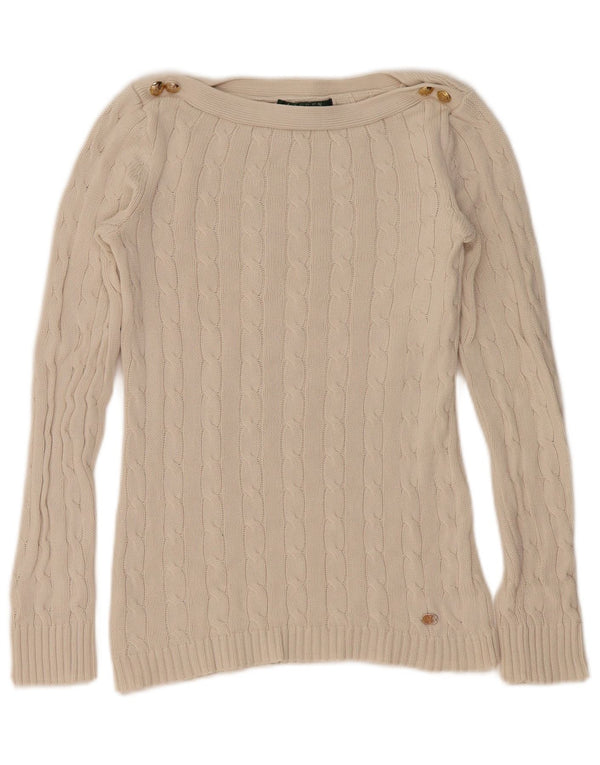 Suéter feminino Ralph Lauren com gola canoa e 6 XS branco