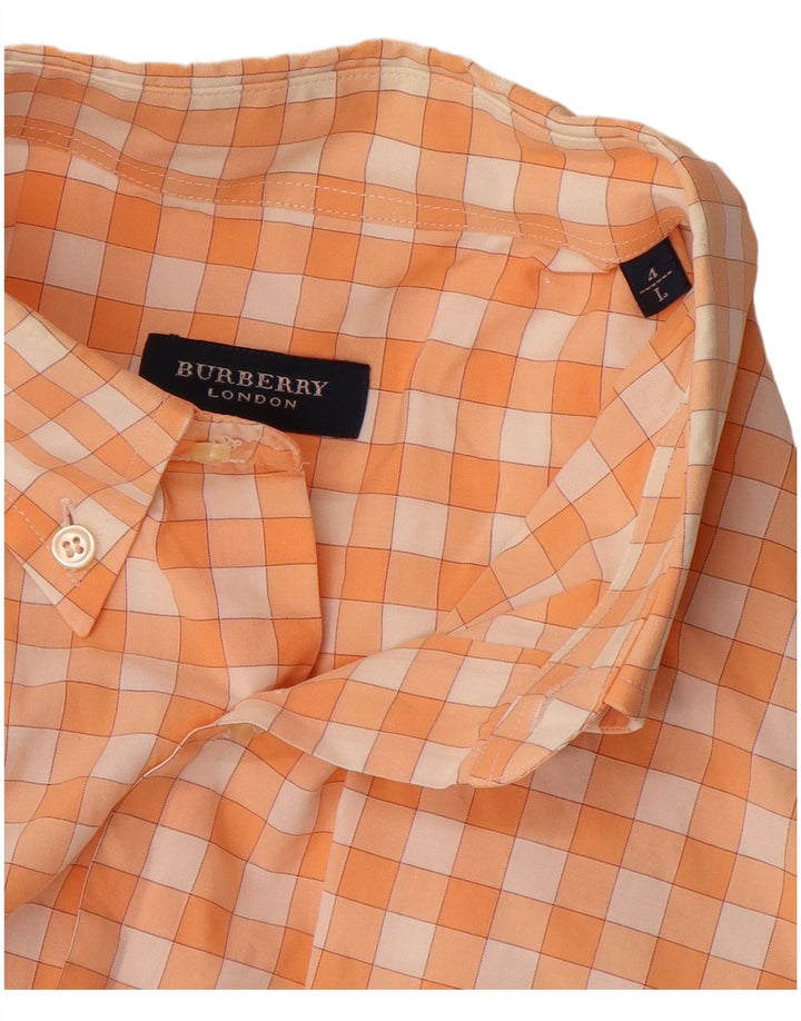 Camisa masculina de manga curta Burberry grande laranja algodão guingão