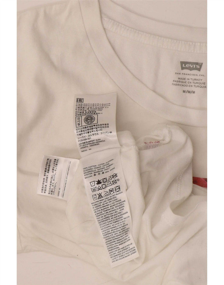 Camiseta feminina gráfica Levi's UK 12 algodão branco médio