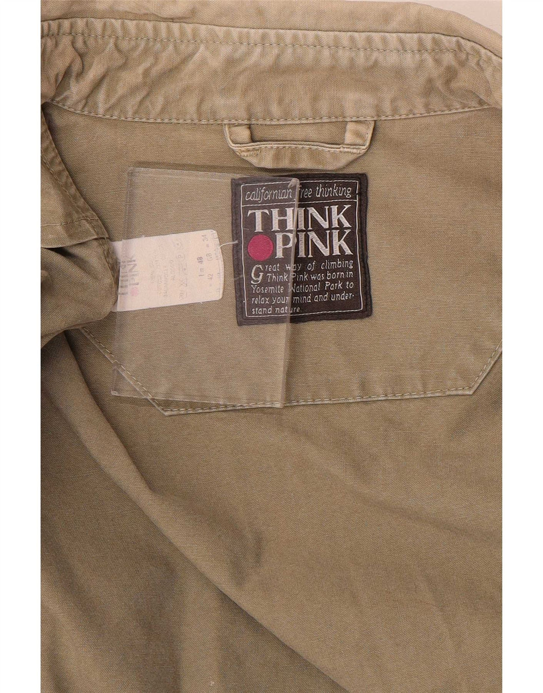 Jaqueta utilitária masculina Think Pink UK 34 XS algodão cáqui