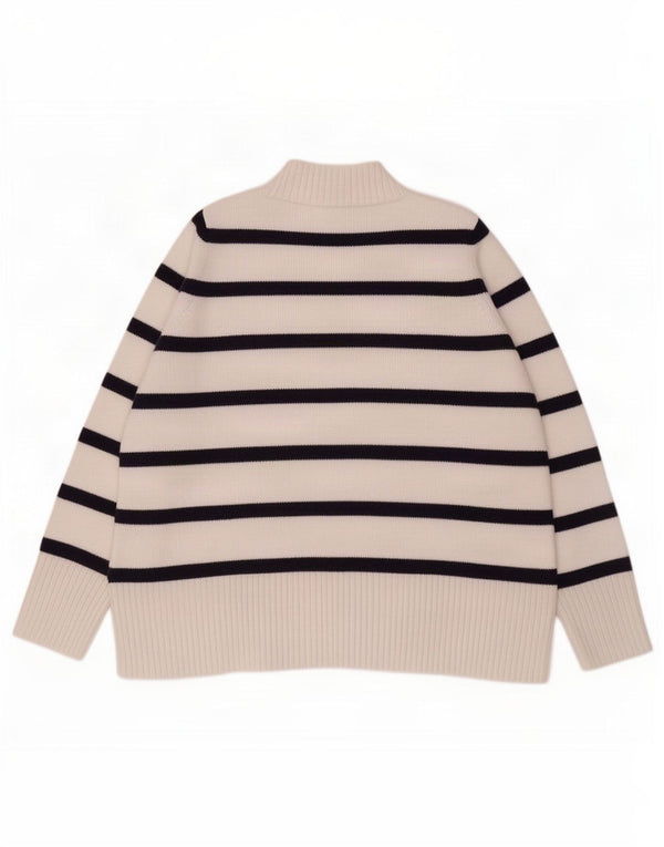 Gap Womens Turtle Neck Jumper Sweater UK 18 XL White Striped Cotton