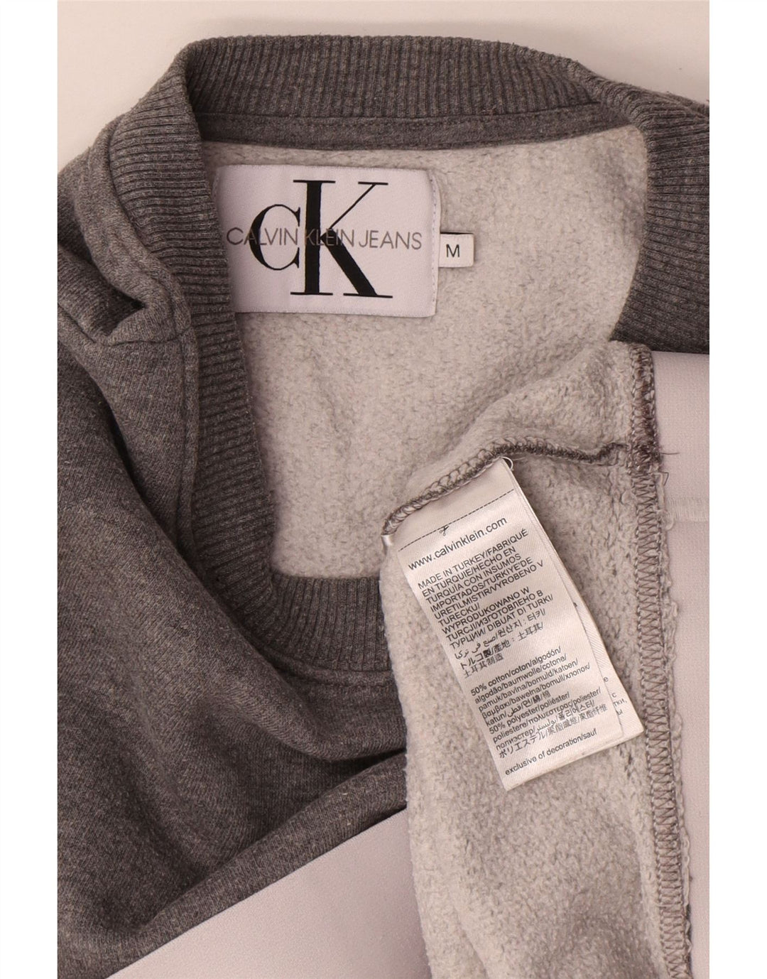 Calvin Klein Jeans feminino crop moletom jumper UK 14 médio cinza