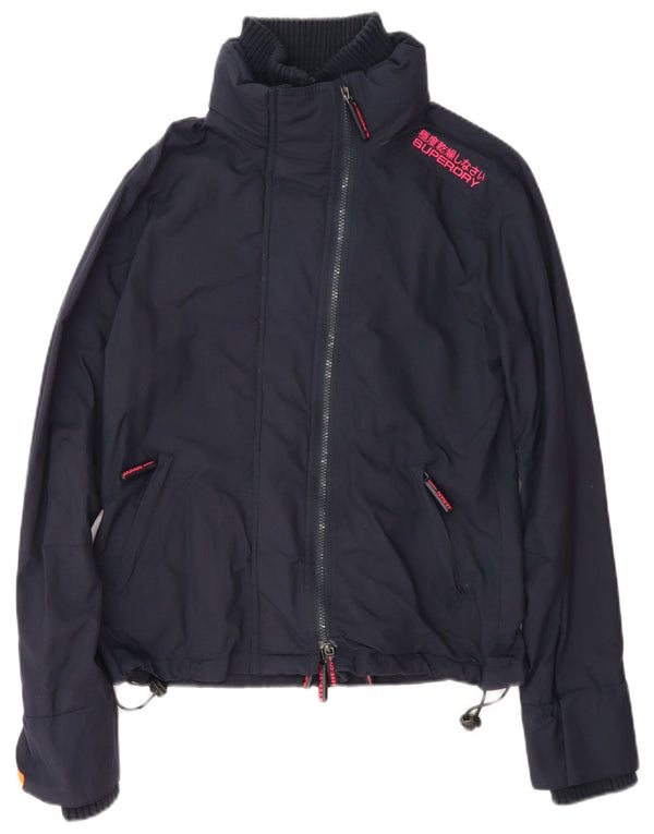 Jaqueta de chuva feminina Superdry UK 14 médio azul marinho nylon