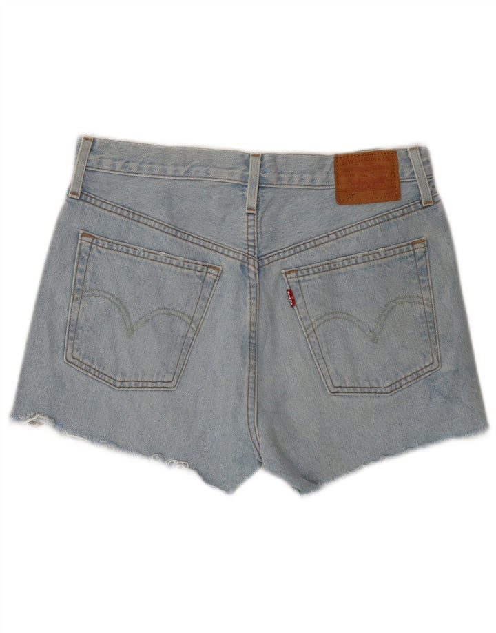 Shorts jeans feminino LEVI'S 501 de cintura alta W26 pequeno algodão azul