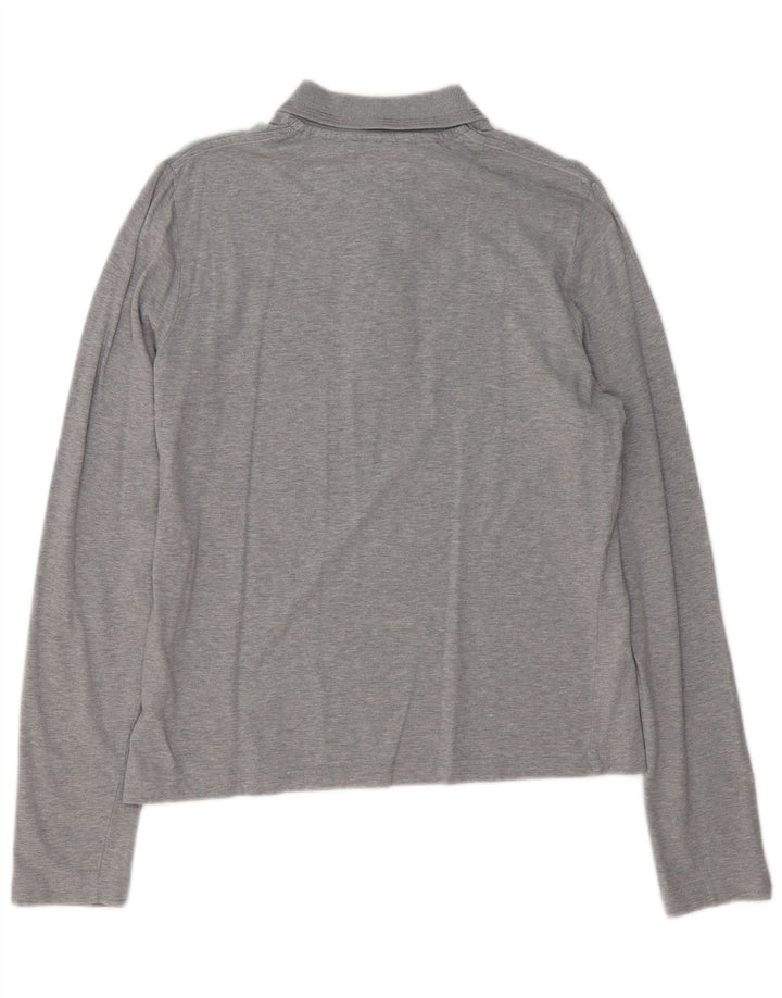 Camisa polo masculina de manga comprida JACOB COHEN algodão manchado cinza médio