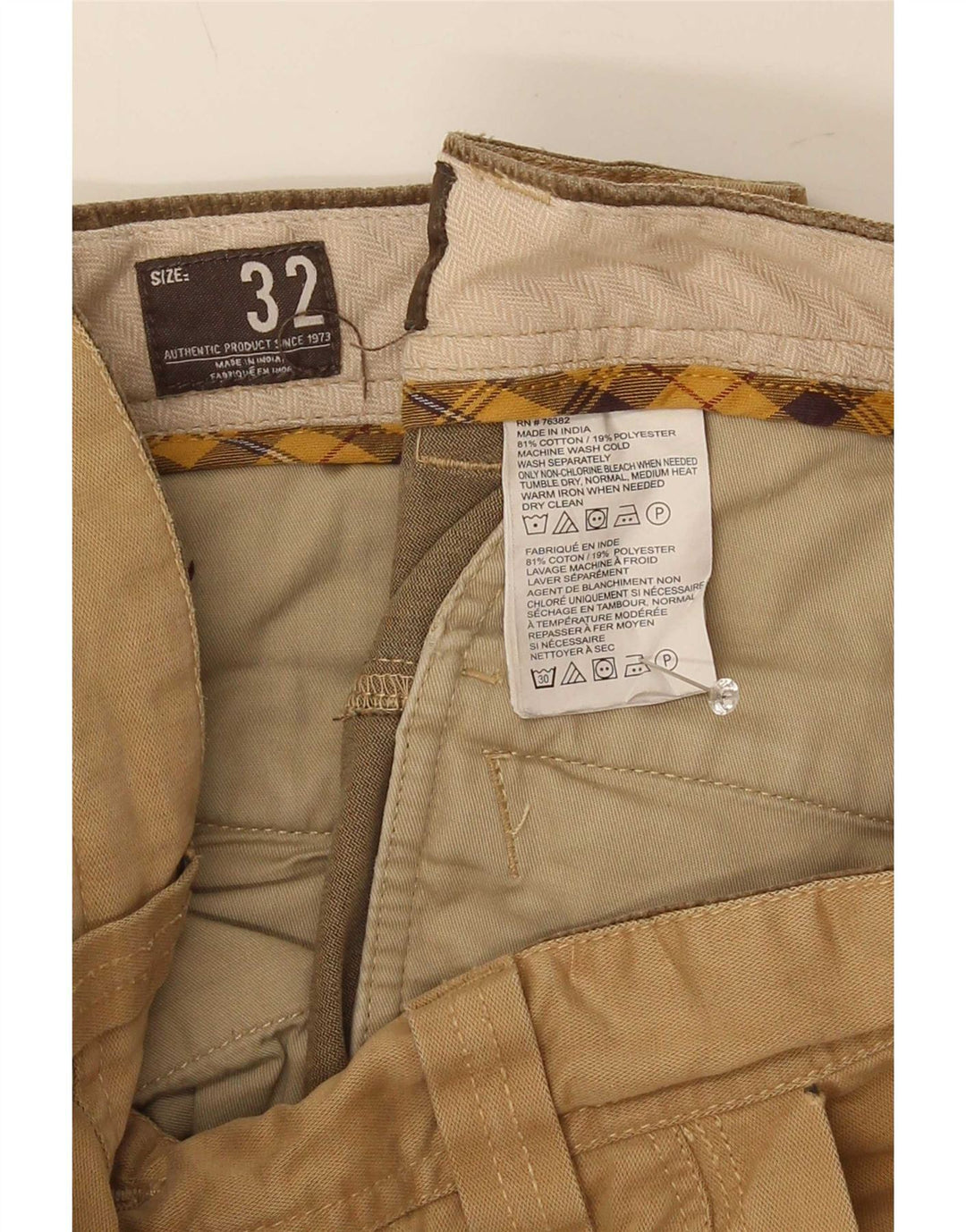 Calça cargo masculina Timberland W32 L33 algodão cáqui