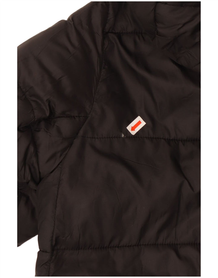 Casaco acolchoado com capuz grande feminino ZARA UK 10 pequeno poliéster preto