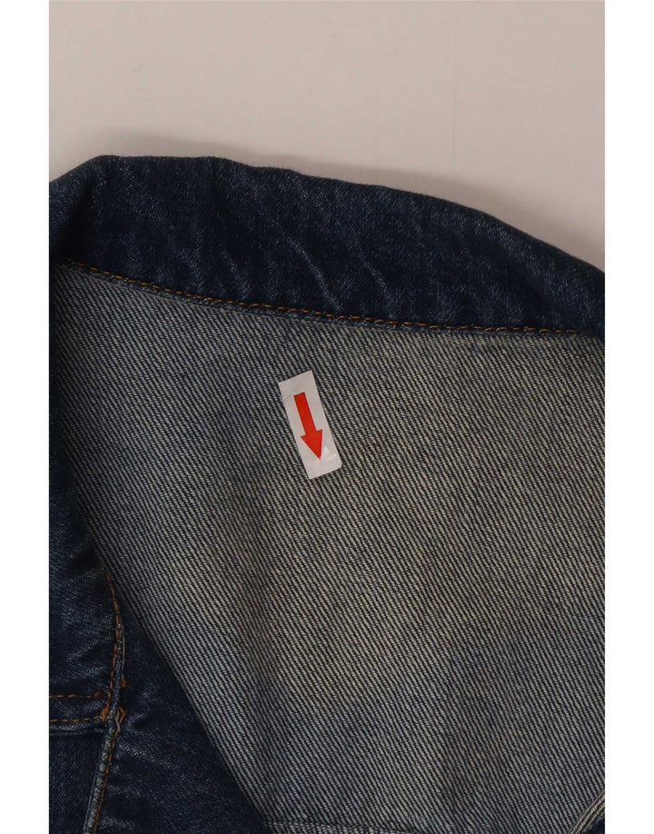 Jaqueta jeans masculina vintage UK 44 2XL algodão azul