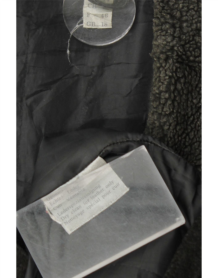 Sobretudo feminino de camurça VINTAGE UK 18 XL couro preto