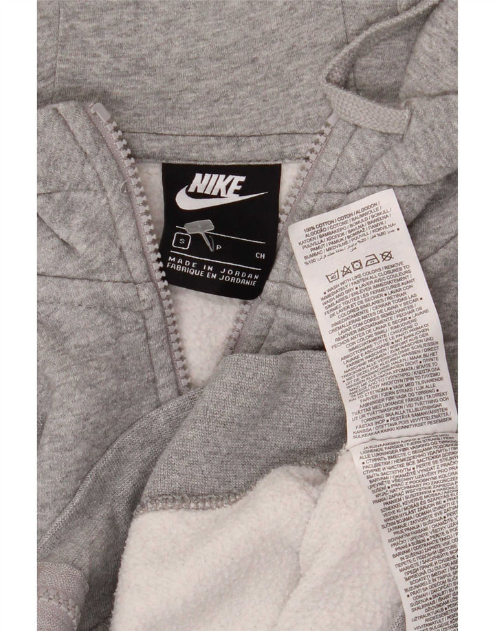 Suéter Nike masculino com capuz e zíper pequeno algodão cinza