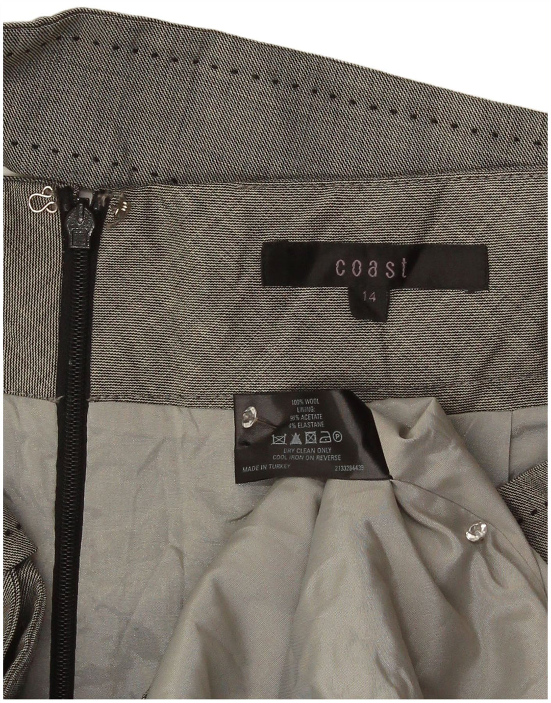 Saia lápis feminina Coast UK 14 grande W32 lã cinza