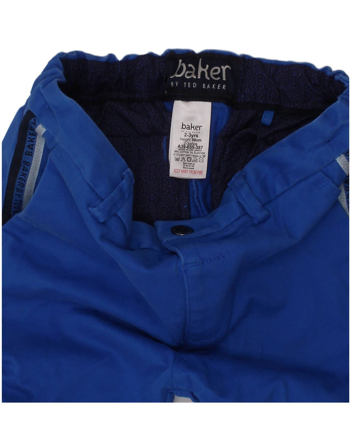 TED BAKER Boys Graphic Chino Shorts 2-3 anos W22 algodão azul