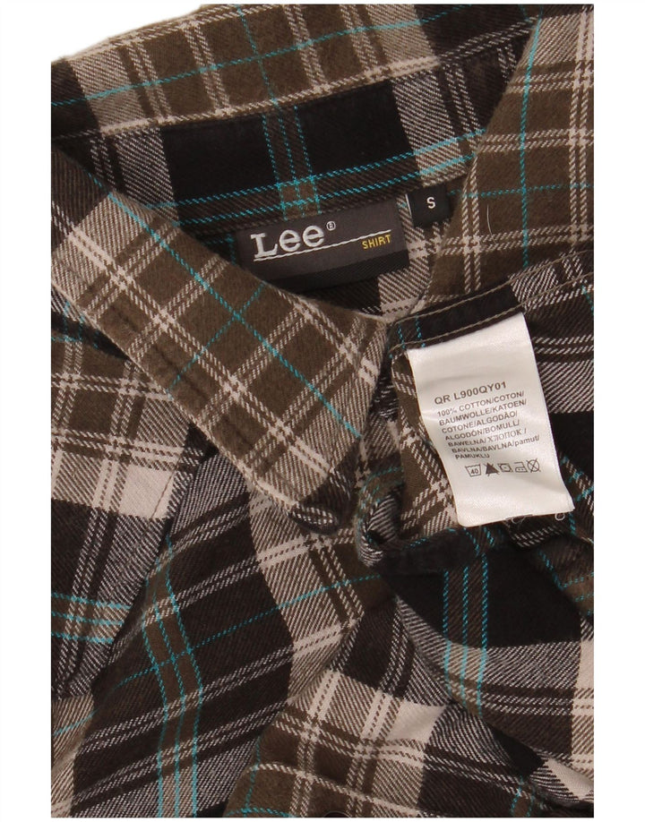 Camisa masculina de flanela LEE pequena de algodão xadrez multicolorido