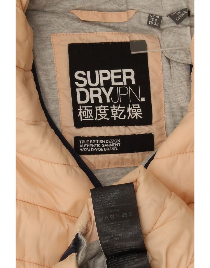 Jaqueta acolchoada com capuz feminina Superdry UK 10 nylon rosa pequeno