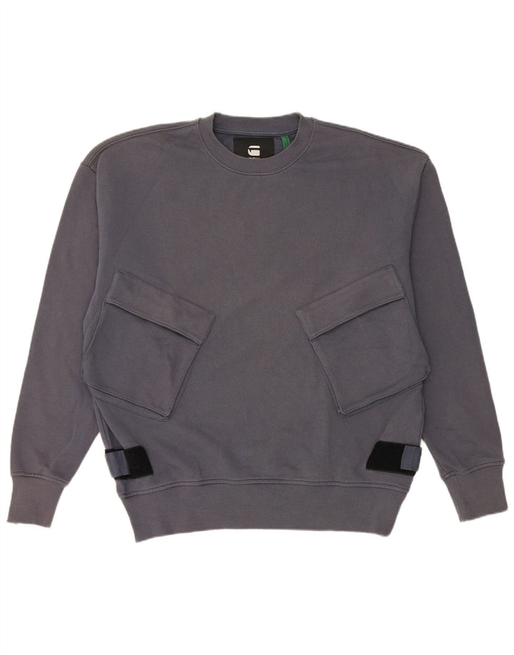 G-Star moletom masculino jumper grande algodão azul marinho