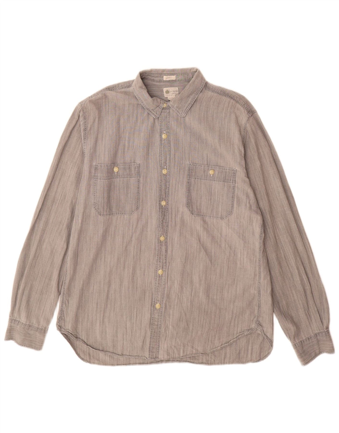 J. Crew Camisa masculina sob medida de algodão cinza grande