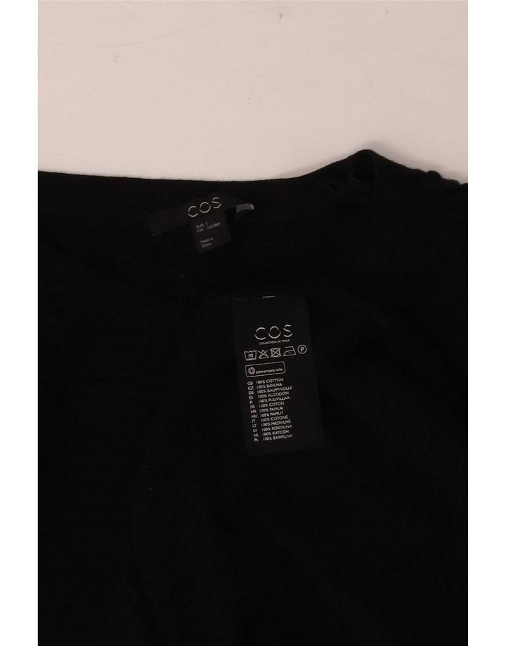 Cos Womens Top Manga Longa UK 10 Pequeno Algodão Preto