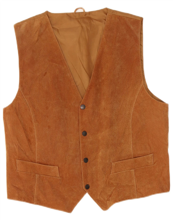 Colete masculino vintage de camurça XL couro marrom