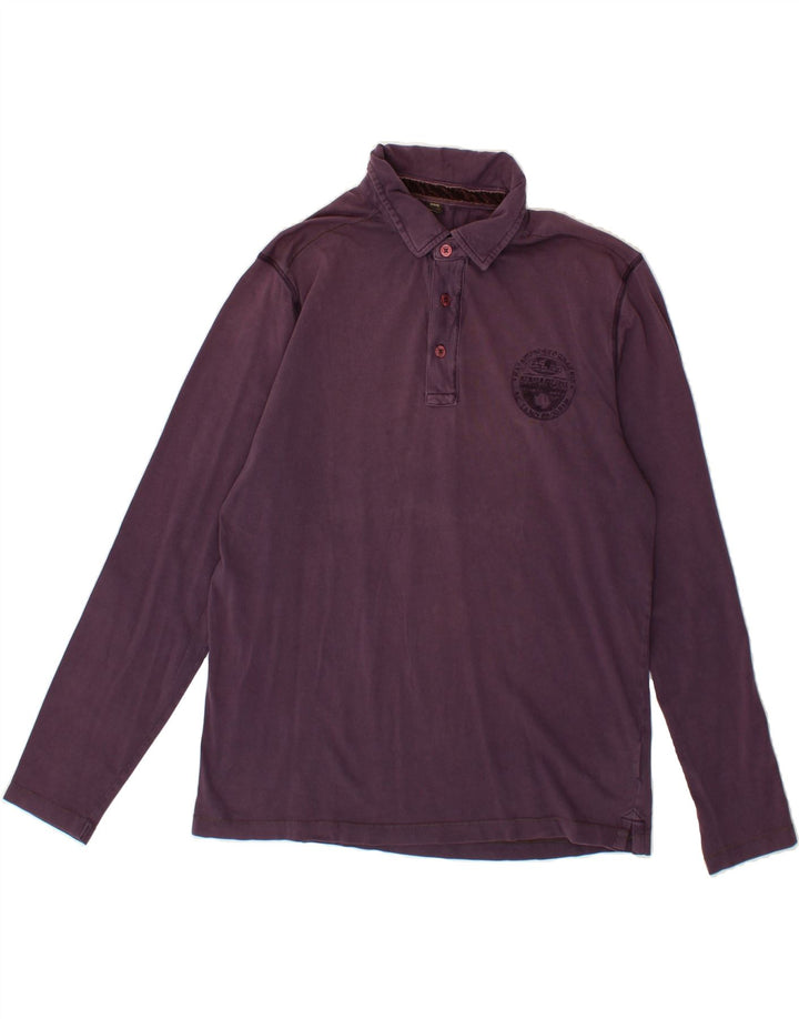 NAPAPIJRI Mens Long Sleeve Polo Shirt Medium Purple Vintage Napapijri and Second-Hand Napapijri from Messina Hembry 