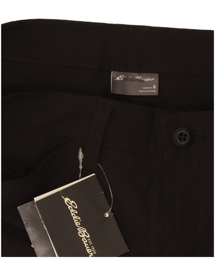 Calça capri feminina Eddie Bauer US 6 médio W30 L20 poliéster preto