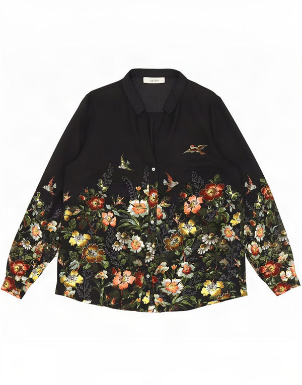 Blusa feminina militar Oasis UK 14 poliéster floral preto médio