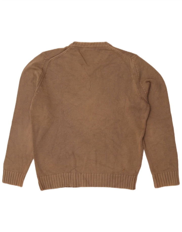 Zara Suéter masculino com gola V e algodão marrom médio