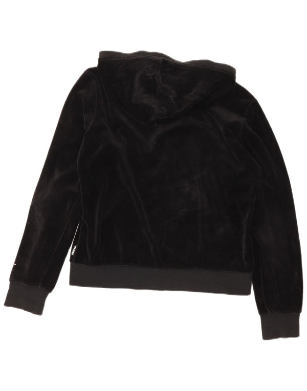 Arena feminino oversized gráfico veludo zip moletom com capuz Reino Unido 6 XS preto