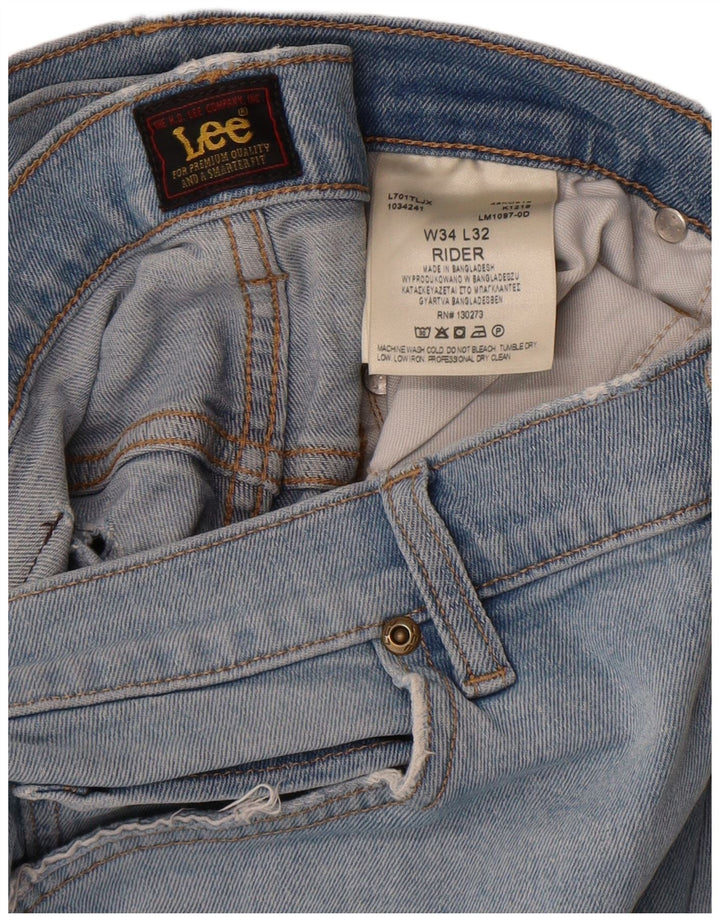 Lee Mens Rider Slim Jeans W34 L32 Azul Algodão