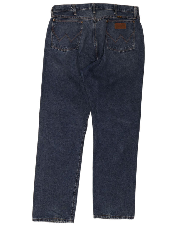 Wrangler Mens Straight Jeans W38 L32 Azul Algodão