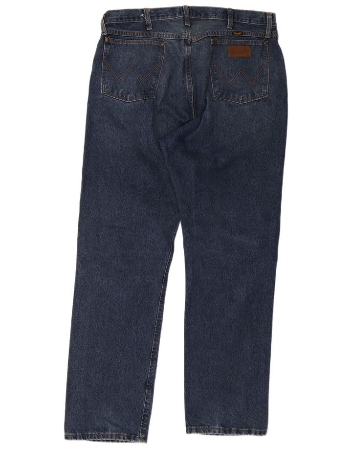 Wrangler Mens Straight Jeans W38 L32 Azul Algodão