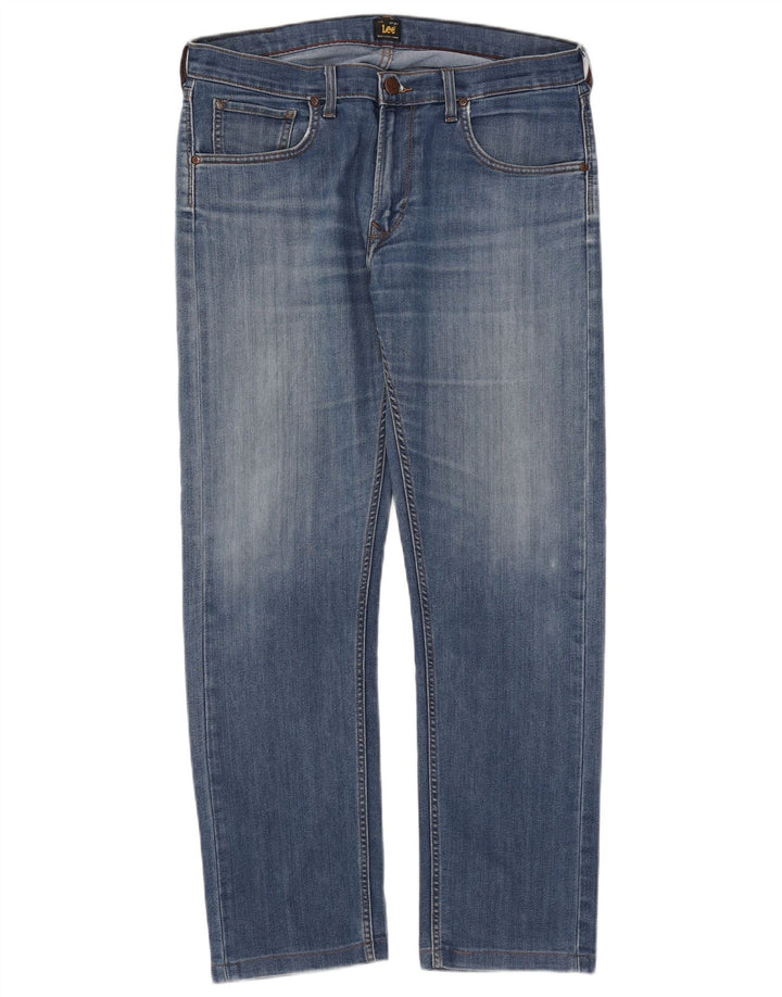 Lee Womens Daren Straight Jeans W34 L29 Azul Algodão