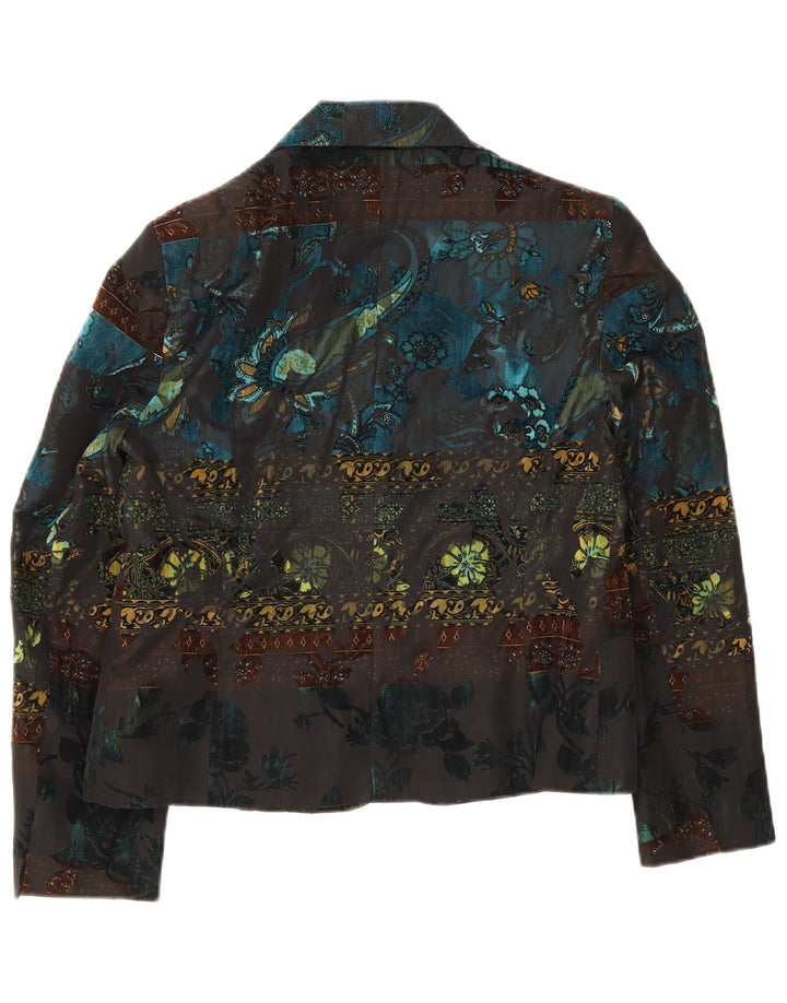 Jaqueta blazer feminina Vogue com 3 botões Reino Unido 14 grande floral multicolorido