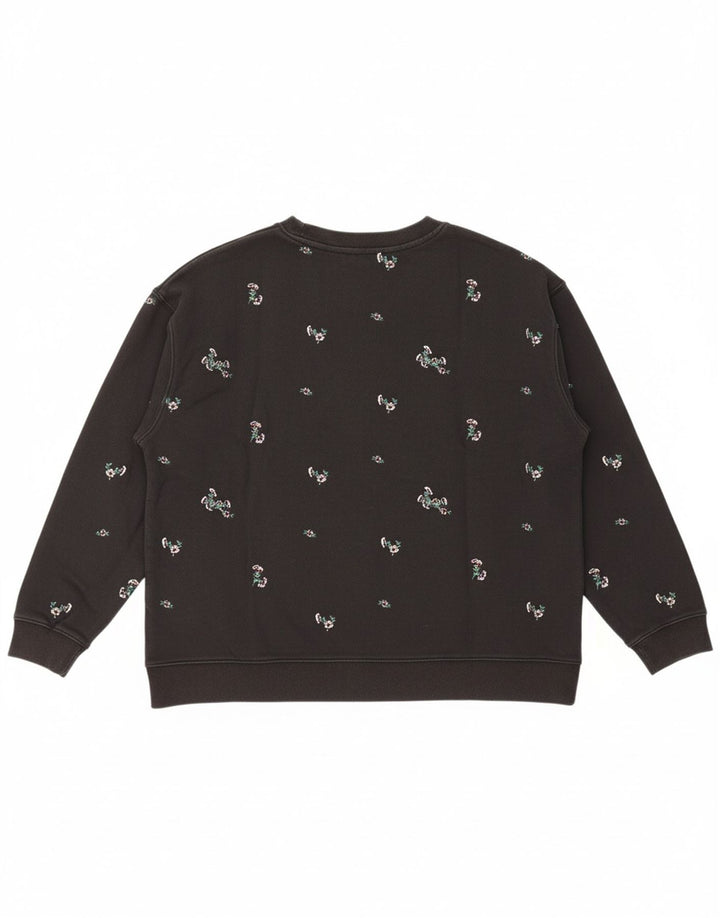 Moletom oversized feminino LEVI'S UK 18 XL preto floral algodão