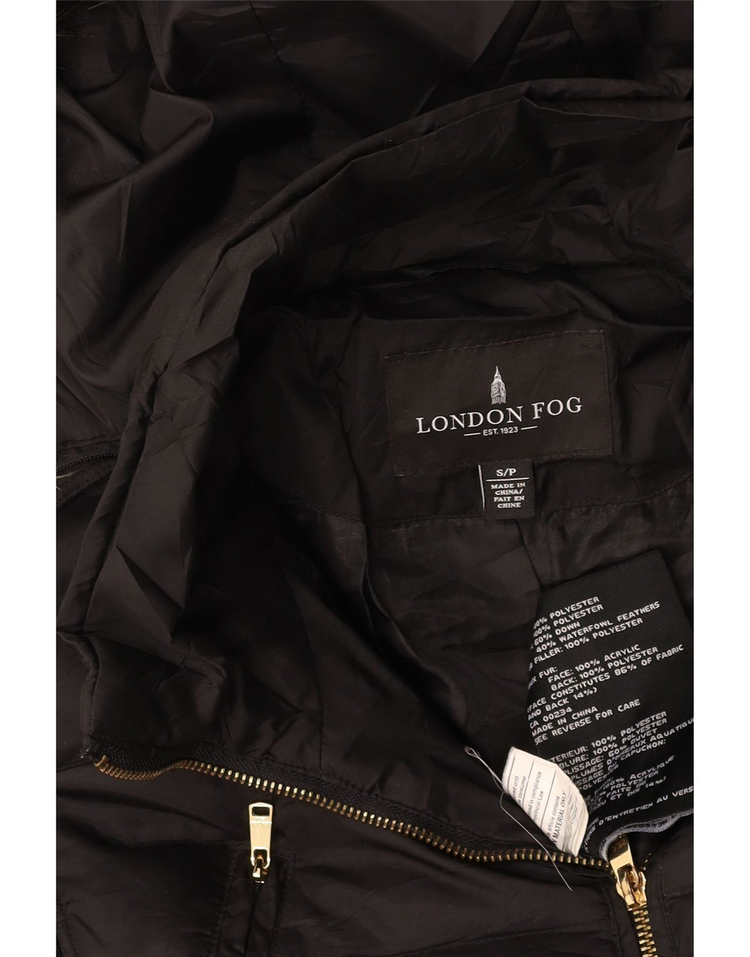 Jaqueta acolchoada com capuz feminina LONDON FOG UK 10 poliéster preto pequeno