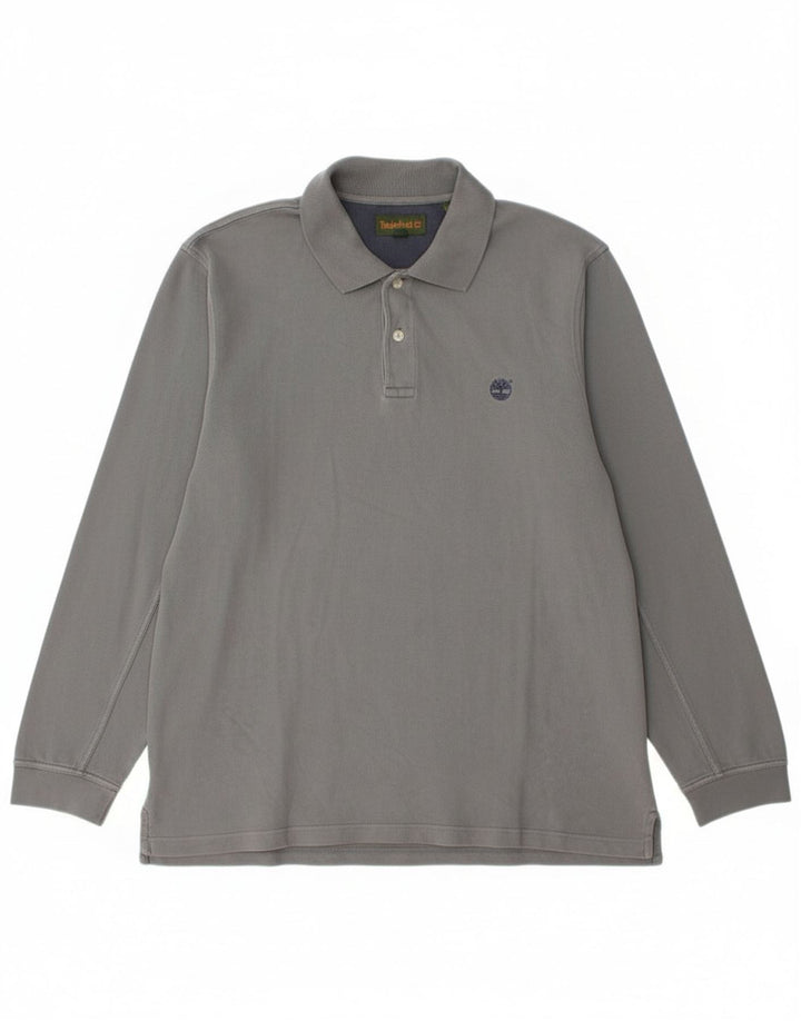 Camisa polo masculina de manga comprida Timberland grande algodão cinza