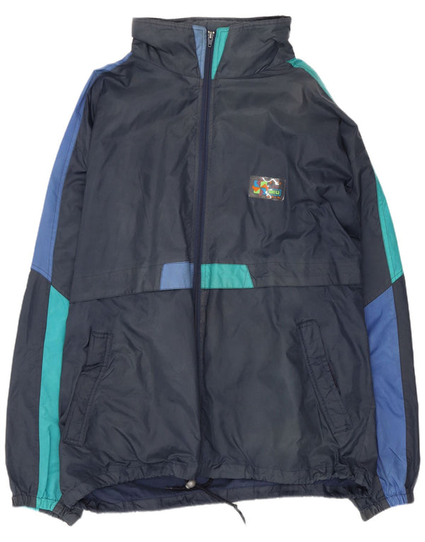 Jaqueta masculina com capuz e capuz Brugi 2XL azul marinho poliamida colorblock