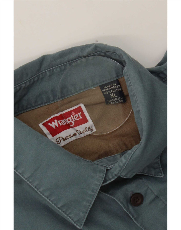 Camisa masculina Wrangler XL azul algodão