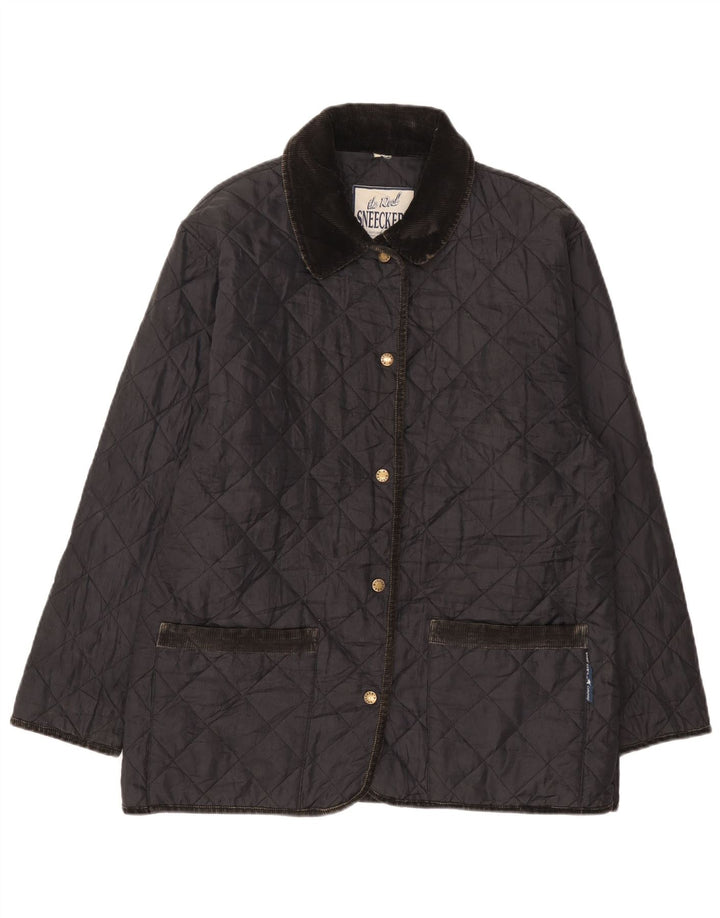 Jaqueta acolchoada feminina vintage UK 14 grande poliamida azul marinho