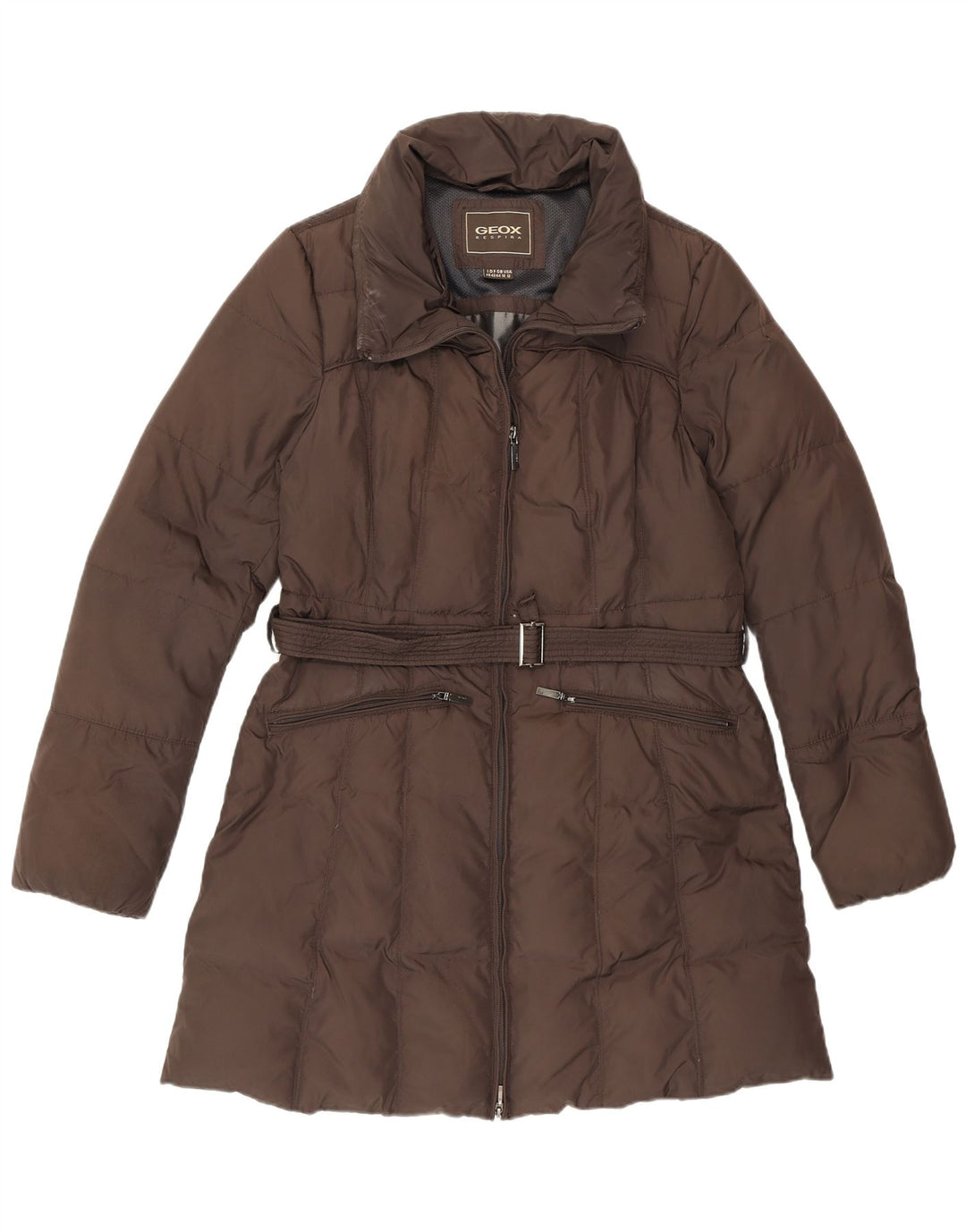 Casaco acolchoado feminino Geox UK 14 grande poliéster marrom