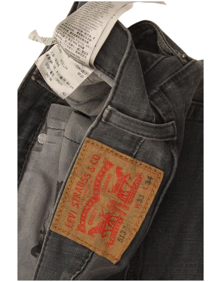 Calça jeans masculina Levi's 513 Slim Straight W33 L34 cinza algodão