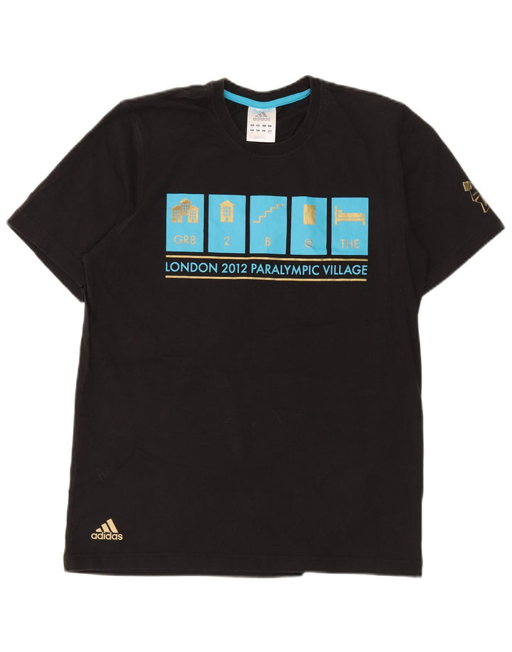 Adidas Mens Graphic T-Shirt Top Médio Algodão Preto