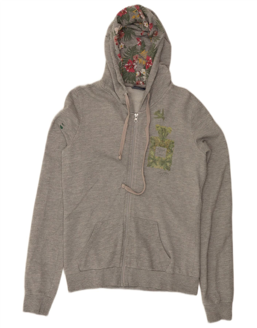 Suéter feminino com capuz e zíper LOTTO Reino Unido 14 grande algodão cinza