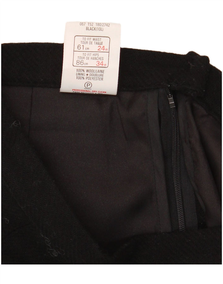 Saia feminina St Michael A-Line Reino Unido 10 pequena W24 lã preta