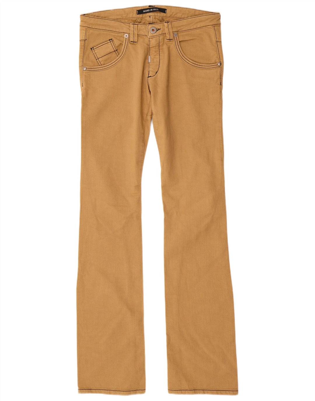 Calça feminina cintura baixa Against My Killer IT 46 grande W32 L36 bege