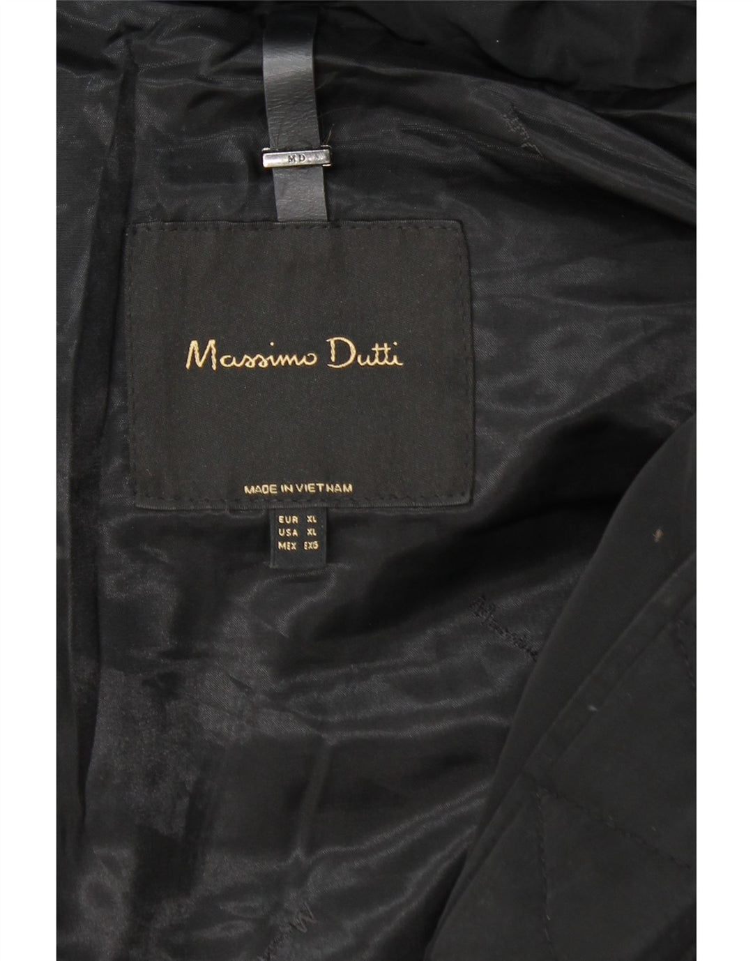 Casaco acolchoado com capuz feminino MASSIMO DUTTI UK 18 XL preto poliéster